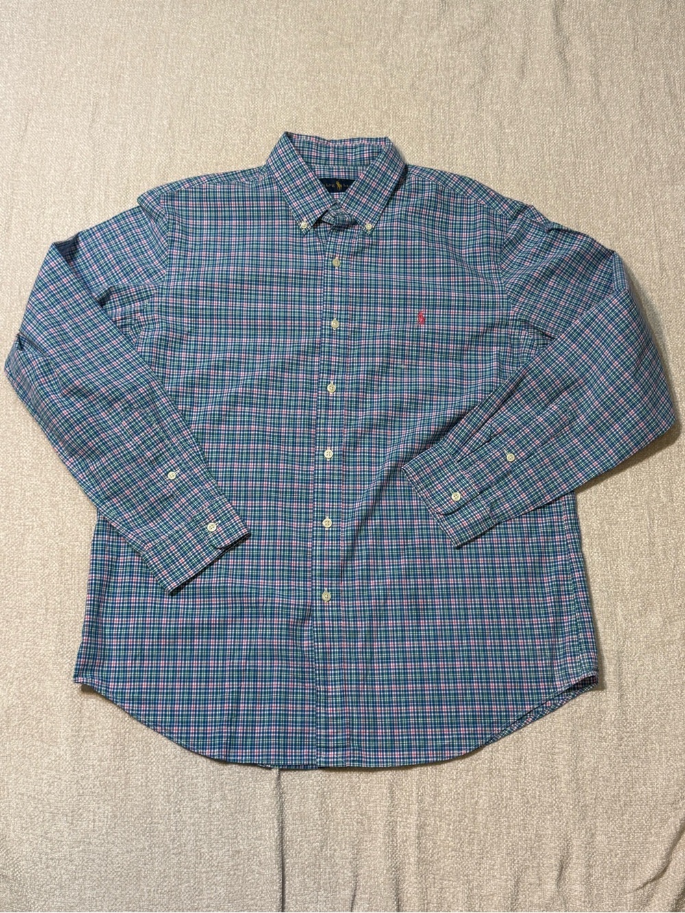 Ralph Lauren Plaid Button Down Shirt Mens L Preppy Old Money Cotton Pony